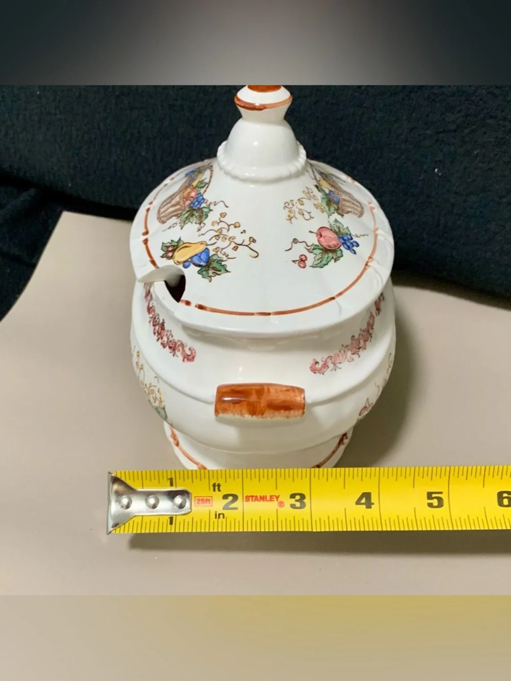 🔍 Vintage Japan Harvest Fruit Basket Ceramic Soup Tureen w/ Lid